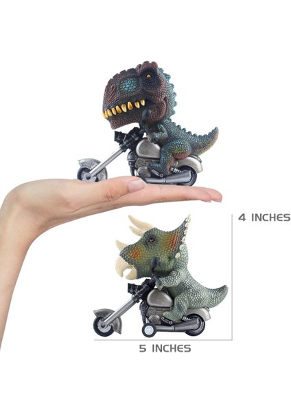 Dınobros Dinozor Oyuncak Arabalar 2 Paket Sürtünmeyle Çalışan Motosiklet Oyunu T-Rex ve Triceratops Canavar Dino Oyuncaklar Boys Için Yaş 3,4,5,6,71 (Yurt Dışından)