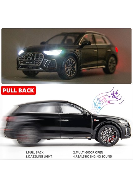 Audi Q5 Suv Model Araba Için 1/24 Uyumlu, Çinko Alaşım Geri Çekin Oyuncak Araba Çocuklar Için Ses ve Işık ile Erkek Kız Hediye (Siyah)1 (Yurt Dışından)