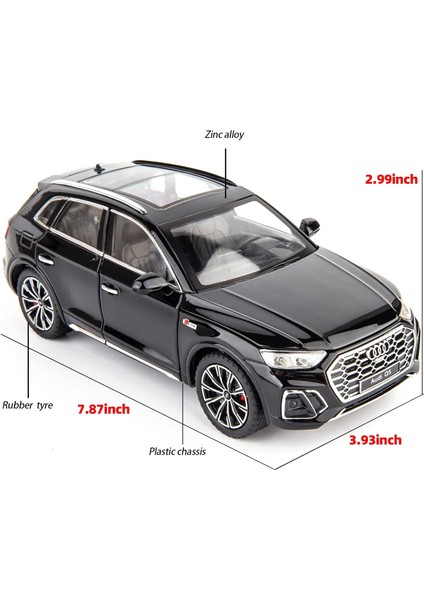Audi Q5 Suv Model Araba Için 1/24 Uyumlu, Çinko Alaşım Geri Çekin Oyuncak Araba Çocuklar Için Ses ve Işık ile Erkek Kız Hediye (Siyah)1 (Yurt Dışından)