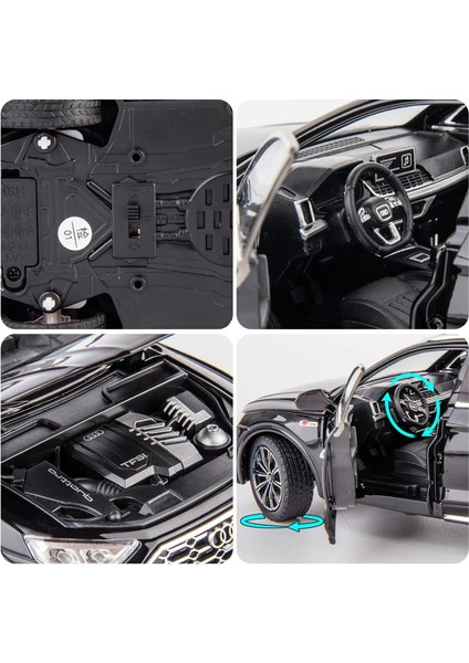 Audi Q5 Suv Model Araba Için 1/24 Uyumlu, Çinko Alaşım Geri Çekin Oyuncak Araba Çocuklar Için Ses ve Işık ile Erkek Kız Hediye (Siyah)1 (Yurt Dışından)