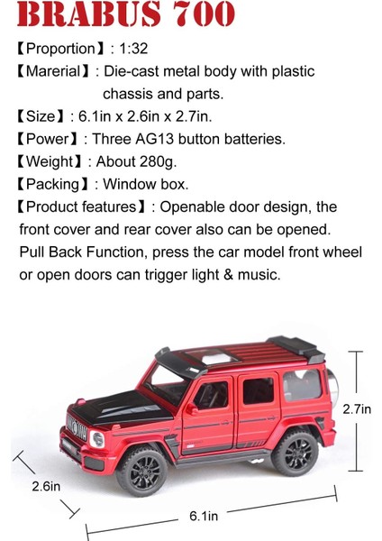 1:32 Suv Çocuk Oyuncakları Döküm Alaşım Metal Araba Modeli Koleksiyonu Çocuk Oyun Aracı (Bbs - Kırmızı)1 (Yurt Dışından)