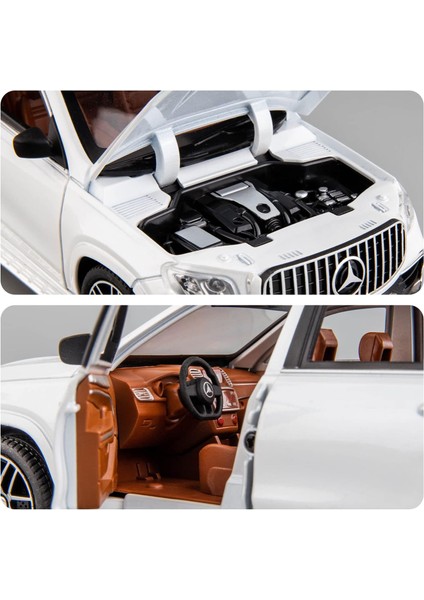 1/24 Benz GLS63 Amg Model Araba, Çinko Alaşımlı Döküm Oyuncak Araba Işık ve Ses ile Geri Çekin Oyuncak Araç Kapısı Açılabilir (Beyaz)1 (Yurt Dışından) fırsatları
