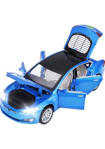 Oyuncak Arabalar Model S Kapısı Açık Işık ve Ses ile Döküm Metal Model Arabalar Erkek ve Kız Çocuklar Için Geri Çekin Araba Oyuncakları 3-12 Yaş (Mavi)1 (Yurt Dışından)