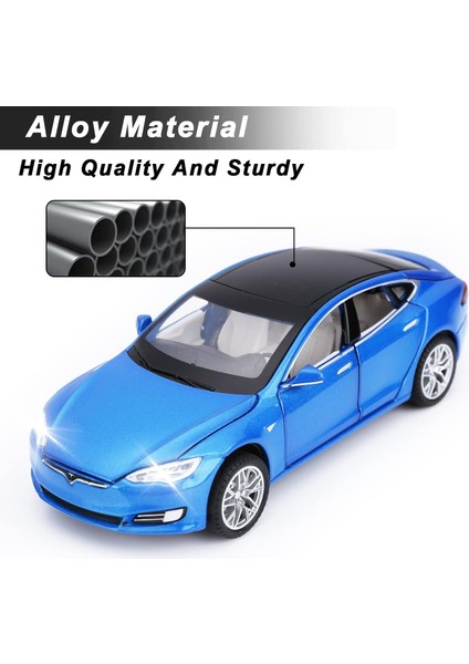 Oyuncak Arabalar Model S Kapısı Açık Işık ve Ses ile Döküm Metal Model Arabalar Erkek ve Kız Çocuklar Için Geri Çekin Araba Oyuncakları 3-12 Yaş (Mavi)1 (Yurt Dışından)