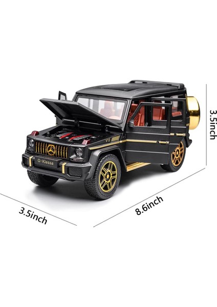 Zarif Araba Modeli 1/24 Benz G63 Amg Model Araba, Çinko Alaşımı Geri Çekin Oyuncak Araba Çocuklar Için Ses ve Işık ile Erkek Kız Hediye (Siyah)1 (Yurt Dışından)