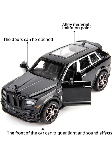 1:36 Rolls-Royce Cullinan Araba Modeli Için Uyumlu, Döküm Geri Çekme Araba Oyuncak Araba, Kapılar Açık, Işık ve Ses, Erkek Oyuncakları Çocuk Yetişkin Hediyeleri (Siyah)1 (Yurt Dışından)