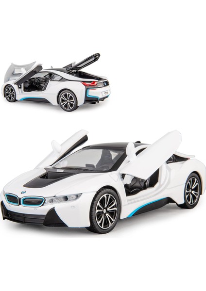 1/24 Bmw I8 Model Araba Için Uyumlu, Çinko Alaşım Geri Çekin Oyuncak Araba Çocuklar Için Ses ve Işık ile Erkek Kız Hediye (Beyaz)1 (Yurt Dışından)