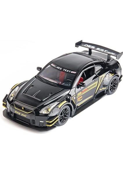 1/24 Ölçekli Nissan Gtr Model Araba Oyuncak Için Uyumlu, Çinko Alaşım Geri Çekin Oyuncak Araba Çocuklar Için Ses ve Işık ile Erkek Kız Hediye (Siyah)1 (Yurt Dışından)