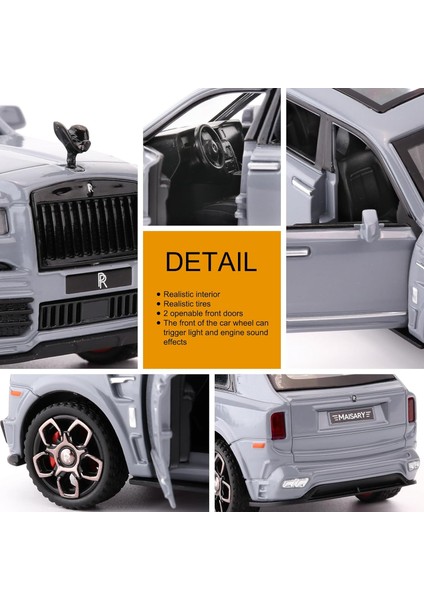 1:36 Rolls-Royce Cullinan Araba Modeli Için Uyumlu, Döküm Geri Çekme Araba Oyuncak Araba, Kapılar Açık, Işık ve Ses, Erkek Çocuk Oyuncakları Çocuk Yetişkin Hediyeleri (Gri)1 (Yurt Dışından) fırsatları