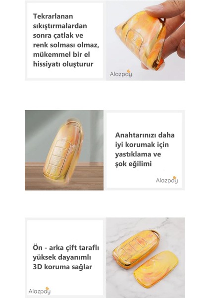 Chery Tiggo 8 Pro & Omoda 5 & Tiggo 7 Avantgarde Elektroliz Tpu Mermer Desenli Anahtar Kılıfı (1 Adet) modelleri