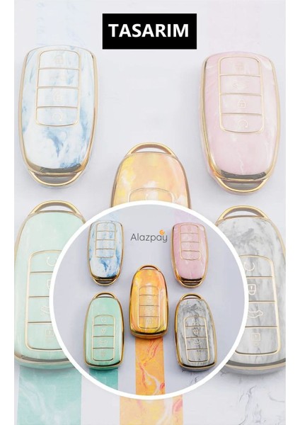 Chery Tiggo 8 Pro & Omoda 5 & Tiggo 7 Avantgarde Elektroliz Tpu Mermer Desenli Anahtar Kılıfı (1 Adet) fırsatları