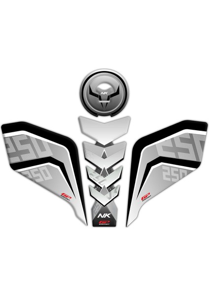CF Moto 250 NK 2018-2022 Uyumlu Tank Pad Seti Gri