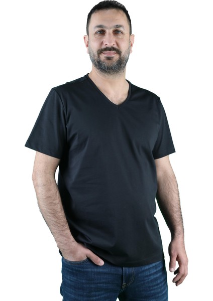 Erkek Koton V Yaka Kısa Kollu Tişört