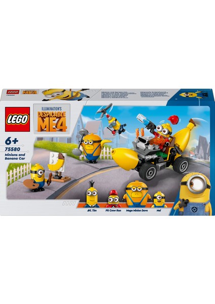 LEGO Despicable Me 4 minyonlar ve Muz Araba 75580 # 6 Yaş ve Üzeri Çocuklar Için Filmden Esinlenen Yaratıcı Oyuncak Yapım Seti (136 Parça)