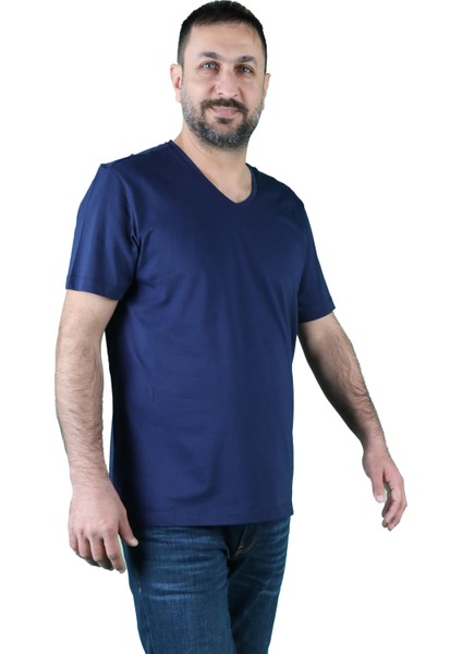 Erkek Koton V Yaka Kısa Kollu Tişört