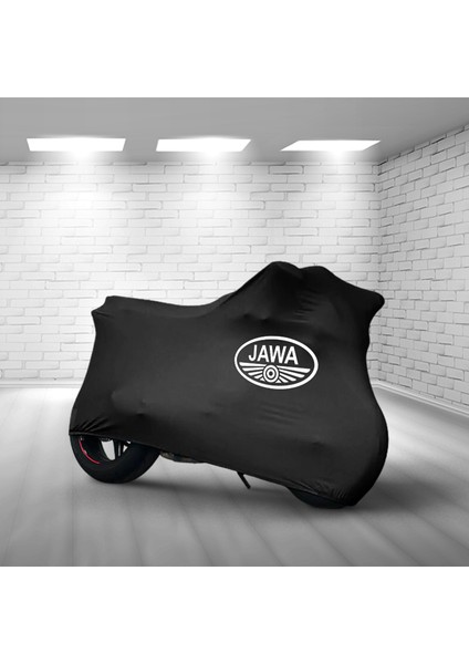 Ultra Shop Jawa 350 Twin Sport Siyah Kumaş Motosiklet Brandası Logo Baskılı Penye Kumaş Motosiklet Branda