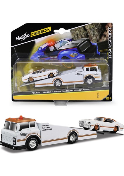 1:64 Rampa Flatbed Kamyon 1969 Oldsmobile 442 Set (Yurt Dışından)