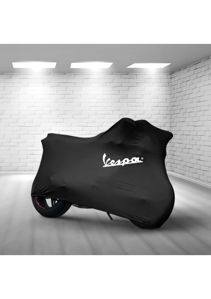 Ultra Shop Vespa Gts 125 Siyah Kumaş Motosiklet Brandası Logo Baskılı Penye Kumaş Motosiklet Branda