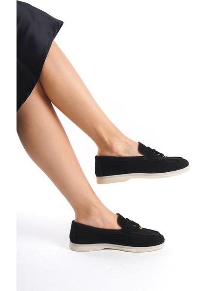 Kadın Süet Loafer & Babet Siyah -MCKRY1410-S