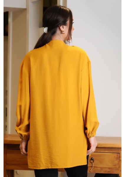 Uzun Kollu Bağlamalı Hardal Kadın Bluz 4016-2Y4 indirimleri