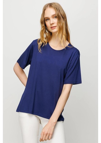 Sıfır Yaka Basic Laci Kadın T-Shirt 23786-2Y4