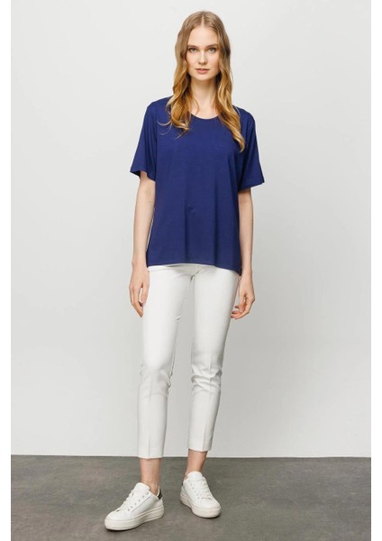 Sıfır Yaka Basic Laci Kadın T-Shirt 23786-2Y4 modelleri