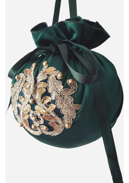 Yeşil Gelin Takı Kesesi,gelin Çantası,yeşil Dantelli,düğün,nişan,doğum Günü,çanta,kese fırsatları