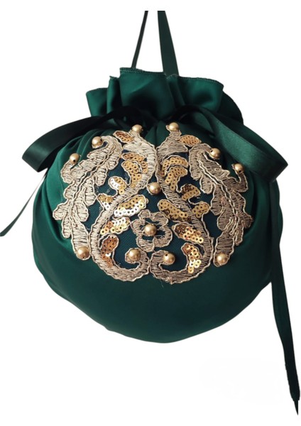 Yeşil Gelin Takı Kesesi,gelin Çantası,yeşil Dantelli,düğün,nişan,doğum Günü,çanta,kese indirimleri