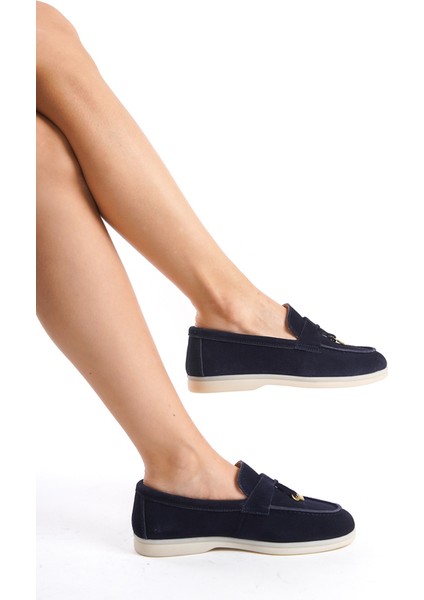 Kadın Süet Loafer & Babet Lacivert -MCKRY1410-LCV