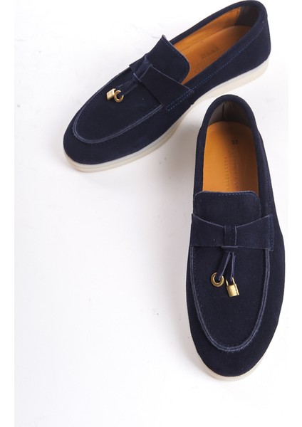 Kadın Süet Loafer & Babet Lacivert -MCKRY1410-LCV