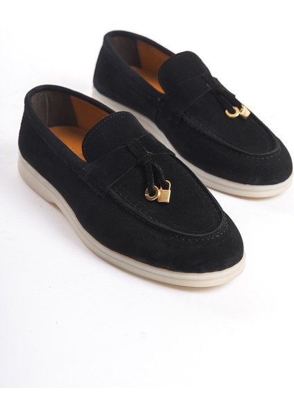 Mubiano Hakiki Deri Collection Kadın Süet Loafer & Babet Siyah -MCKRY1410-S