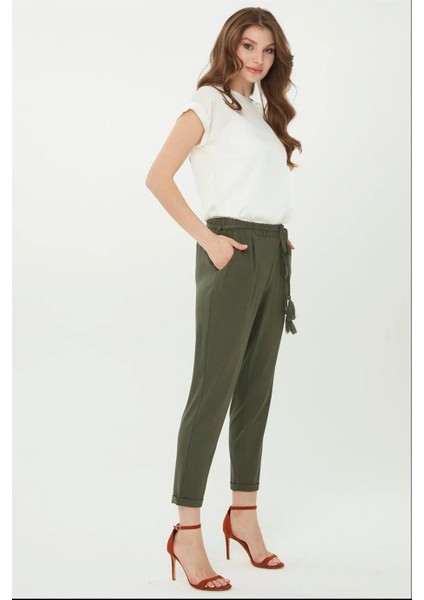 Havuç Paça Penye Haki Kadın Pantolon 22722-2Y4 modelleri