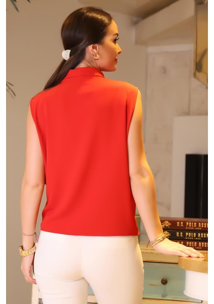 Kolsuz V Yaka Kırmızı Kadın Bluz 81856-2Y4 indirimleri