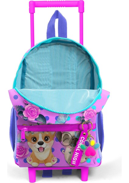 Minik Yuva Çekçekli Sırt Çantası Pembe Köpek Desenli Iki Bölmeli 24050 modelleri