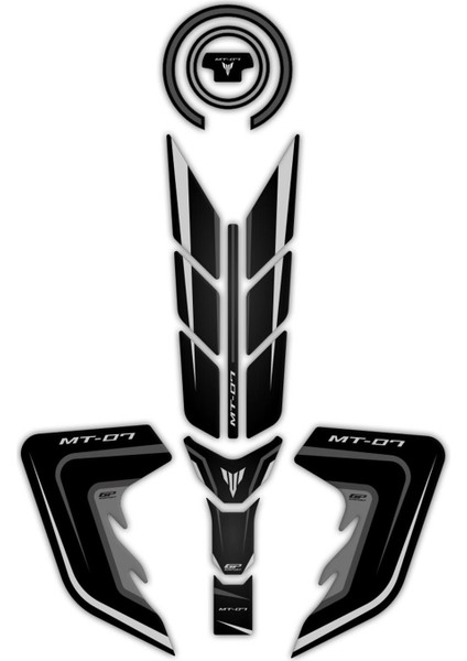 Yamaha MT-07 2018-2020 Uyumlu Tank Pad Seti Siyah
