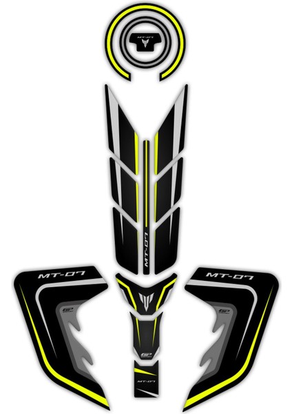 Yamaha MT-07 2018-2020 Uyumlu Tank Pad Seti Sarı
