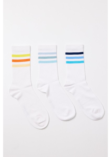 Erkek Bilek Çizgili 3'lü Soket Çorap