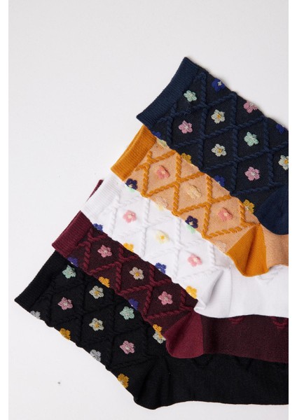 Kadın Çiçek Desenli 5'li Soket Çorap fiyatları