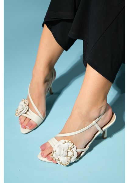 Publi Bej Cilt Kadın Ince Topuklu Ayakkabı