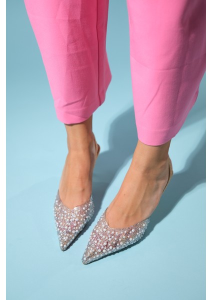 Perun Bej Incili Şeffaf Kadın Ince Topuklu Abiye Ayakkabı fiyatları