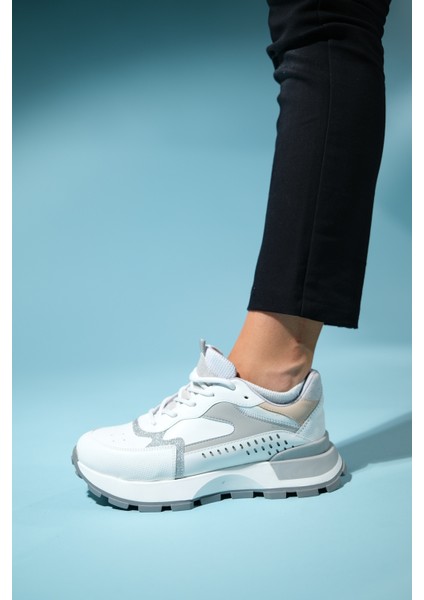 Blaj Beyaz Gri Kadın Spor Ayakkabı fırsatları
