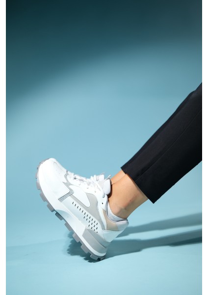 Blaj Beyaz Gri Kadın Spor Ayakkabı indirimleri