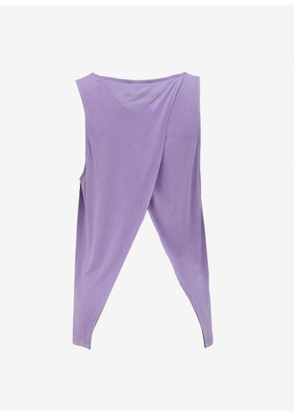 Lila Kadın Bisiklet Yaka Basic Baskılı Atlet D4SL-TST3033