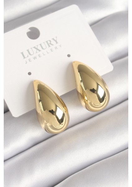 Pirinç Gold Renk Damla Model Kadın Küpe