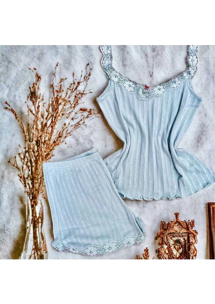 Dantelli Şortlu Ikili Pijama Takım M91