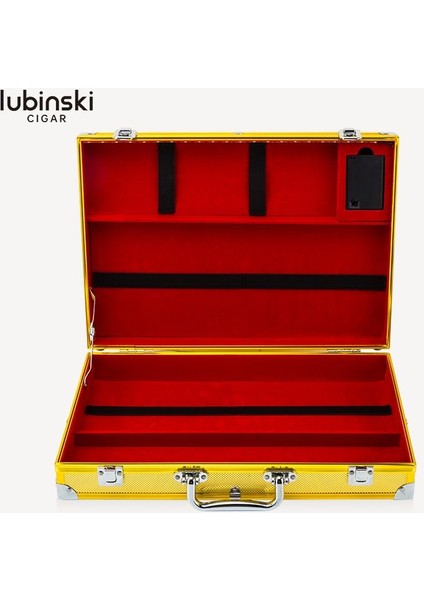 Ultra Hafif Dayanıklı Alüminyum Seyahat Puro Sunum Kutusu Humidor Gold