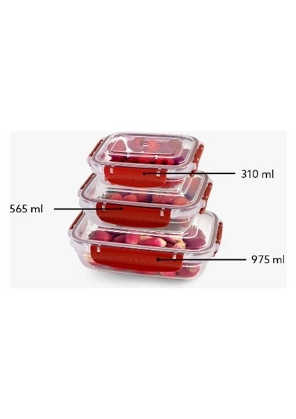 Master Seal Dikdörtgen Saklama Kabı Seti 3 PARÇA(310,565,975 Ml)