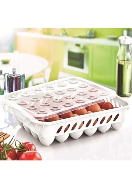 Yumurta Kapalı Saklama Kabı 24'lü Beyaz