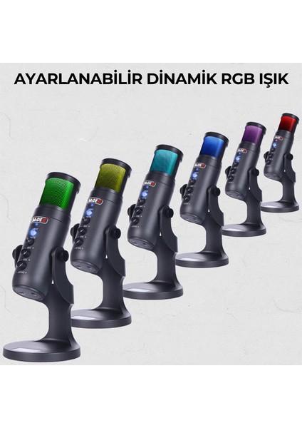 Hype USB RGB Oyuncu ve Yayıncı Mikrofonu (Kayıt Gaming Tiktok Twitch Discord Youtube Canlı Yayın)