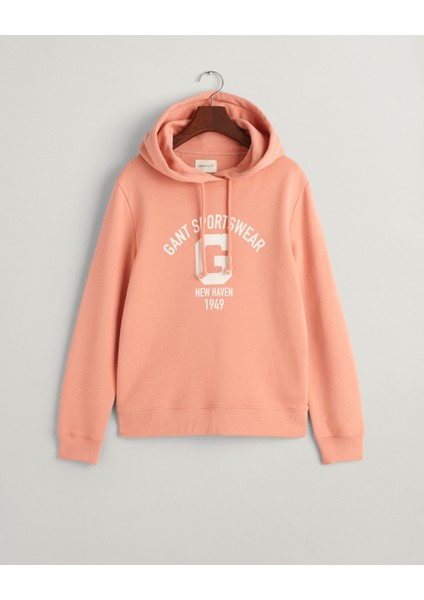 Kadın Pembe Relaxed Fit Kapüşonlu Logolu Sweatshirt 4200847.624